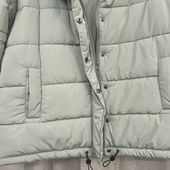 Mango VIOLETA BY MNGO Sea Green Blue Puffer Jacket Coat Size XL - Picture 3 of 5